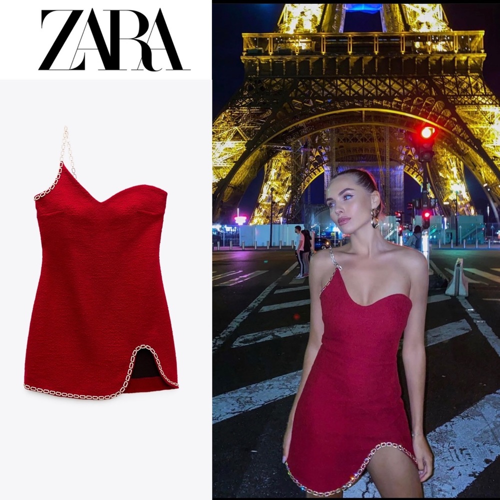 NWT zara chain trim asymmetric dress